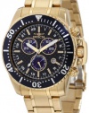 Invicta Men's 11288 Pro Diver Chronograph Black Carbon Fiber Dial 18k Gold Ion-Plated Stainless Steel Watch