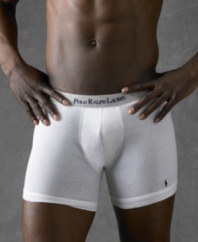Classic 2-pack of essential solid boxer briefs in refined knit cotton jersey from Polo Ralph Lauren.