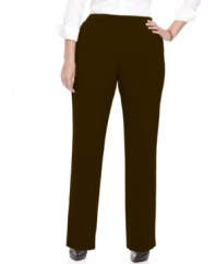 For a chic and sleek look, try these straight-leg pants from JM Collection's line of plus size clothes, enhanced by a built-in slimming panel--they're an Everyday Value in plus size fashion!