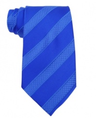 Keep your palette cool and coordinated with this monochromatic striped tie from Donald Trump.