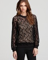 Rock a lacy look in this Rebecca Taylor sheer sweatshirt and show off your cool style while still remaining romantic.