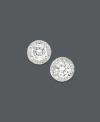For the girl with impeccable taste. Stunning stud earrings highlight round-cut diamond centers surrounded by a halo of round-cut diamond accents (1/2 ct. t.w.). Set in 14k white gold. Approximate diameter: 4 mm.