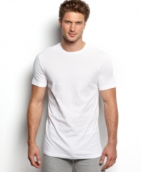 Featuring a single jersey knit, this comfortable crew neck undershirt provides the perfect foundation for any look.