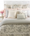 A chain stitch of floral embroidery in elegant diamond latticework adds sleek softness to this pure cotton sham from Lauren Ralph Lauren. Reverses to solid gray sateen for an impressive transformation in style. (Clearance)