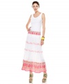 Pattern play at its best: Style&co.'s tiered maxi skirt intersperses an exotic print with panels of crisp white!