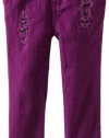 Baby Phat Girl's 7-16 Rips and Sequins Jeans, Plum, 10