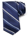 A handsome striped tie in matte silk for understated appeal.