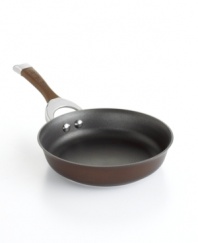 An elegant windsor silhouette in a deep, rich chocolate tone turns things up in the kitchen, making every meal a mixture of sophistication and ease. Constructed for superior performance with a hard-anodized construction, impact-bonded stainless steel base and dishwasher-safe finish. Lifetime warranty.