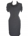 EVAN PICONE Women's Cowl Neck Short Sleeve Dress-BLACK/GREY-14P