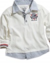 GUESS Kids Boys Toddler Long-Sleeve Polo, WHITE (12M)
