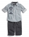 GUESS Kids Boys Long-Sleeve Shirt & Cargo Pants Set, CHECK (18M)