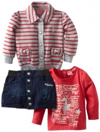 Baby Phat Girl's 3-Piece Skirt, Jacket and Tee Set, Dark Wash, 4T