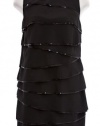 Michael Kors Black Silk Sequin Trimmed Ruffled Layer Cocktail Dress