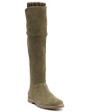 Chic and cozy, these tall, flat boots are soft in suede and a cable-knit sock lining. By Corso Como.