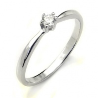 Sterling Silver Cubic Zirconia Solitaire 0.1 Carat tw Round Cut CZ Engagement Ring, Nickel Free