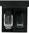 GUESS Stainless Steel/Black Leather Boxed Watc