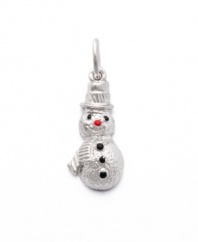 Feeling fashionably frosty? Capture the latest cold-weather style in Rembrandt's adorable snowman charm. Crafted in sterling silver with black and red enamel accents. Approximate drop: 1 inch.