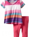 Splendid Littles Baby-Girls Newborn Watercolor Stripe Tunic Set, Sand Castle, 6-12 Months