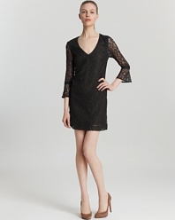 Lovely in lace, this three-quarter sleeve French Connection dress is a très chic choice for the new season--ideal for al fresco cocktails or a celebratory dinner event. Dress it up with silk heels or keep it classic with leather pumps.