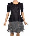 Beautees Blossom Heart 2-Piece Outfit (Sizes 7 - 16) - black, 12 - 14