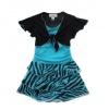 BCX Girl Kids, Girls Black/Blue Going to printTiered Ruffle Dress-5