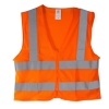 Neiko High Visibility Neon Orange Zipper Front Safety Vest with Reflective Strips - Meets ANSI/ISEA Standards, Size XL