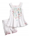 GUESS Kids Girls Newborn Girl Flyaway Dress with Bloomer , WHITE (6/9M)