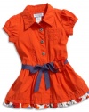 GUESS Kids Girls Baby Girls Flower Dress (12-24M), ORANGE (18M)