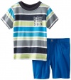 Calvin Klein Boys 2-7 Stripes Tee With Blue Short, Blue, 3T