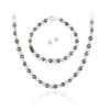 Sterling Silver 5.5-6mm Genuine Freshwater Cultured Multi-Color Pearl Necklace Bracelet & Stud Earring Set
