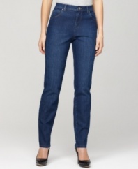 Your new everyday pair: Style&co.'s ultra-affordable petite jeans look great in a relaxed, straight-leg silhouette and perfectly faded blue wash!