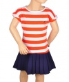 Nautica Girls 7-16 Stripe Jersey Dress with Poplin Skirt, Bright Red, 10
