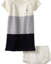 Nautica Sportswear Kids Baby-girls Infant Bold Stripe Sweater Dress, Off White, 12 Months