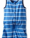 Nautica Girls 2-6x Stripe T-Knit Romper, Reef Blue, 5
