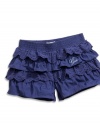 GUESS Kids Girls Little Girl Tiered Ruffle Short-Shorts, DARK BLUE (5/6)