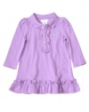 Ralph Lauren Layette Baby Girl's Ruffle Placket Dress (9 Month, Purple)