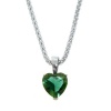 Stainless Steel Created Emerald Heart Pendant Necklace on Popcorn Chain, 18 + 2 Extender