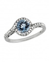 Effy Jewlery 14K White Gold Blue Topaz and Diamond Ring, .91 TCW Ring size 7
