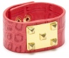 Jessica Simpson Coral and Gold Tone Faux Turn Lock Bracelet