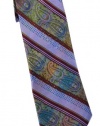 ROBERT GRAHAM Men's Luxury Stripes & Paisley Silk Neck Tie-Purple/Green