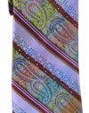 ROBERT GRAHAM Men's Luxury Stripes & Paisley Silk Neck Tie-Purple/Green