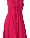 Lauren Ralph Lauren Women's Sleeveless Ruffle Collar Dress Pink