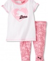 Puma - Kids Baby-Girls Infant Tunic And Heart Printed Biker Capri Set, White, 18
