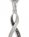 Sterling Silver Black Diamond Accent Infinity Pendant Necklace (0.01 cttw), 18