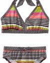 Pink Platinum Girls 7-16 Multi Color Stripe Two Piece Swimsuit