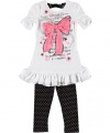Beautees Bow Wonderful 2-Piece Outfit (Sizes 4 - 6X) - white, 4