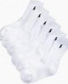 Polo Ralph Lauren Boy's White 6-Pack Sport Crew Socks