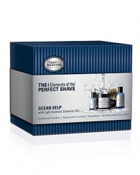 The 4 Elements of The Perfect Shave® combine The Art of Shaving's shaving products, handcrafted accessories and expert shaving technique to provide optimal shaving results helping to prevent or minimize common shaving discomforts such as razor burn, ingrown hairs and nicks and cuts. The Ocean Kelp with Light Aromatic Essential Oils Full Size Kit offers Pre-Shave Gel (2 fl. oz.), Shaving Cream (5.0 oz.), After-Shave Balm (3.4 fl. oz.), and a Pure Badger Black Shaving Brush.