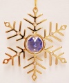 24K Gold Plated Hanging Sun Catcher or Ornament..... Snowflake with Purple Swarovski Austrian Crystal