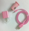 MegaGear Charger Kit, Light Pink Lightning USB Data Cable, Car Charger, Wall Charger for Apple iPhone 5 , iPad mini , iPod Touch 5th Gen iPod Nano 7th Gen